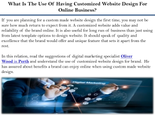 What Is The Use Of Having Customized Website Design For Online Business?