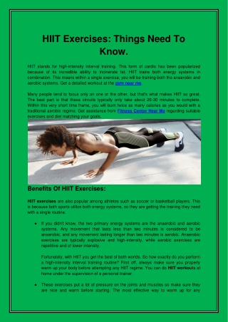 HIIT Exercises Things Need To Know.