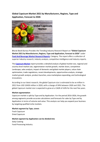 Global Capsicum Market Research Report 2021-2026