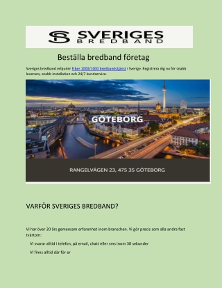 Beställa bredband företag