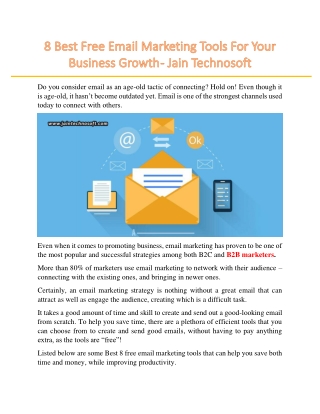 8 Best Free Email Marketing Tools For Your Business Growth - Jain Technosoft