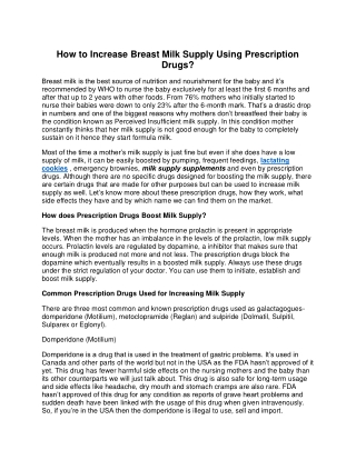 Milk Supply Supplements