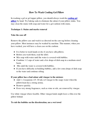 How to Wash cooling gel pillow