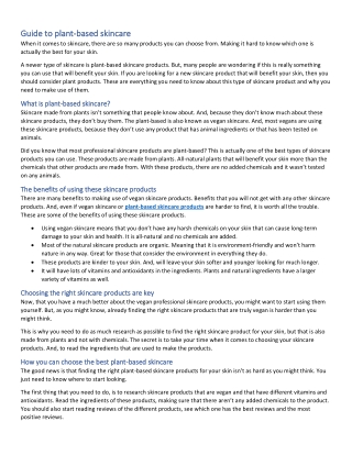Guide to Plant Based Skincare