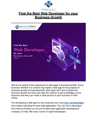 Find the Best Web Developer for your Business Growth