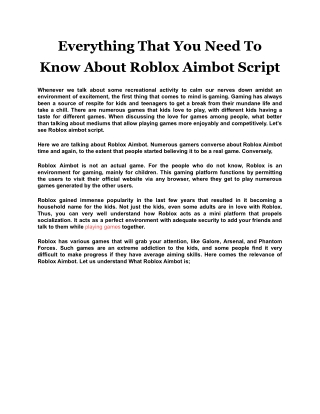 Everything That You Need To Know About Roblox Aimbot Script
