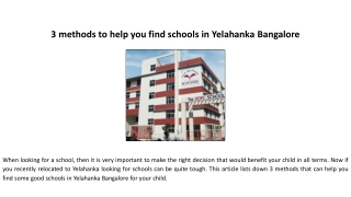 3 methods to help you find schools in Yelahanka Bangalore