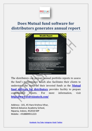 Does Mutual fund software for distributors generates annual report