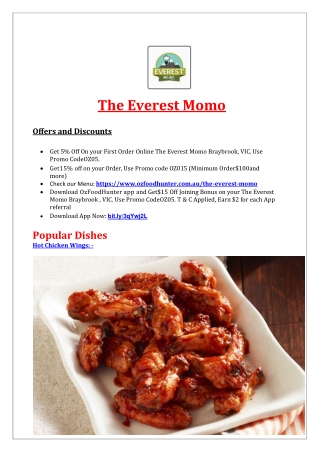 5% Off - The Everest Momo Nepalese Menu Braybrook, VIC