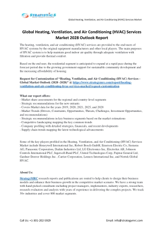 Heating, Ventilation, and Air Conditioning (HVAC) Services Market Forecasts to 2028