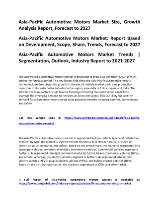 Asia-Pacific Automotive Motors Market