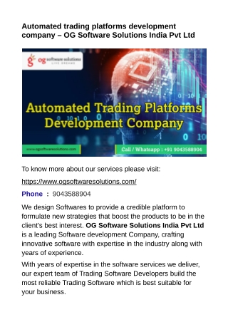 Automated trading platforms development company