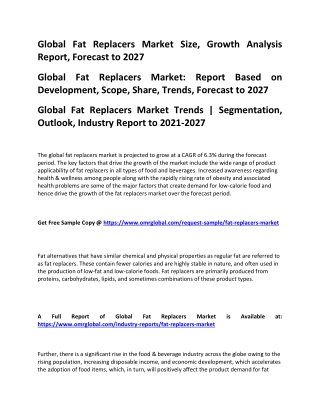 Global Fat Replacers Market