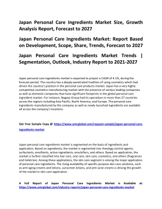 Japan Personal Care Ingredients Market