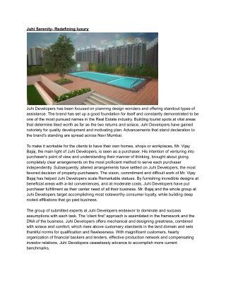 Juhi Serenity- Redefining luxury