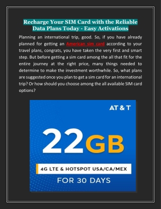 Recharge Your SIM Card with the Reliable Data Plans Today - Easy Activations
