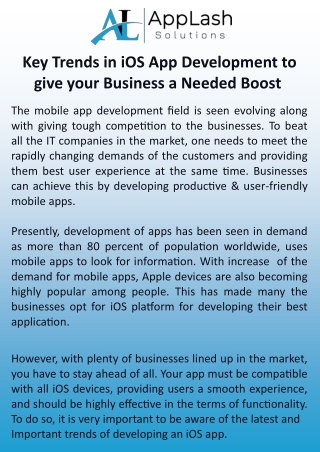 Key Trends in IOS App Development to give your Business a Needed Boost