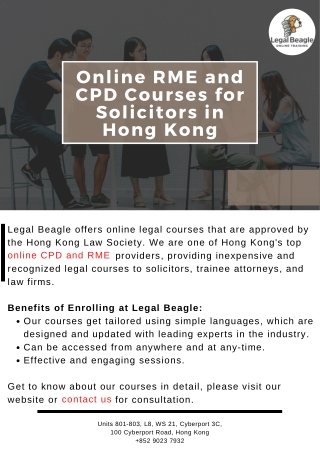 Online RME and CPD Courses for Solicitors in Hong Kong