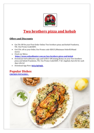 5% Off - Two brothers pizza and kebab Frankston Menu, Vic