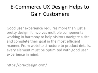 E-Commerce UX Design Helps to Gain Customers