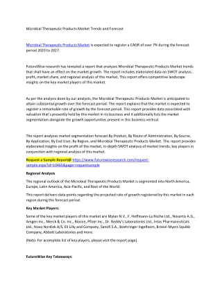 Microbial Therapeutic Products Market Trends and Forecast