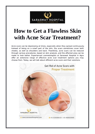 How to Get a Flawless Skin with Acne Scar Treatment?