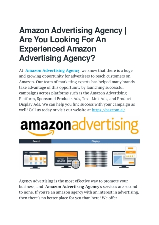 Amazon Advertising Agency. Are You Looking For An Experienced Amazon Advertising Agency
