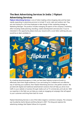 The Best Advertising Services In India.  Flipkart Advertising Services