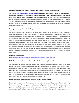Side View Camera System Market – Analysis with Ongoing Trends & Market Revenue
