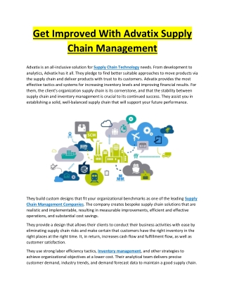 Get Improved With Advatix Supply Chain Management