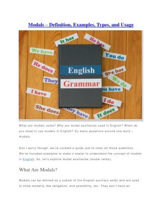 Modals – Definition, Examples, Types, and Usage