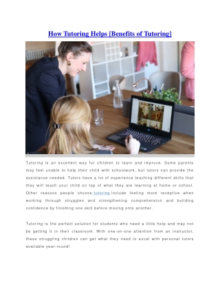 How Tutoring Helps [Benefits of Tutoring]