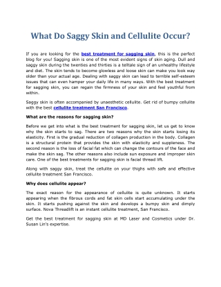 What Do Saggy Skin and Cellulite Occur?