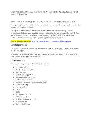 Labels Market Global Trends, Market Share, Industry Size, Growth, Opportunities and Market Forecast 2021 to 2028