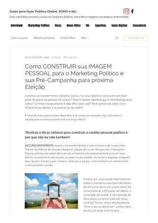 Como CONSTRUIR sua IMAGEM PESSOAL para o Marketing Político e sua Pré-Campanha para próxima Eleição