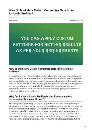 How Do Marketers Collect Companies Data From LinkedIn Profiles