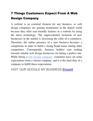 7 Things Customers Expect From A Web Design Company