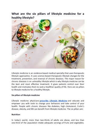 What are the six pillars of lifestyle medicine for a healthy lifestyle