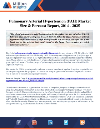 Pulmonary Arterial Hypertension (PAH) Market Size & Forecast Report, 2014 - 2025