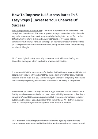 How To Improve Iui Success Rates In 5 Easy Steps. Increase Your Chances Of Success