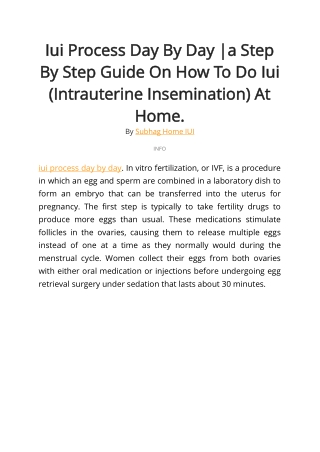 Iui Process Day By Day . a Step By Step Guide On How To Do Iui (Intrauterine Insemination) At Home. - Subhag Home IUI
