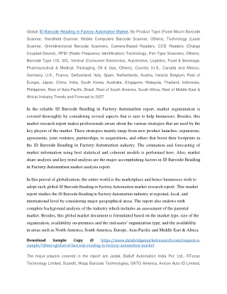 ID Barcode Reading in Factory Automation Market