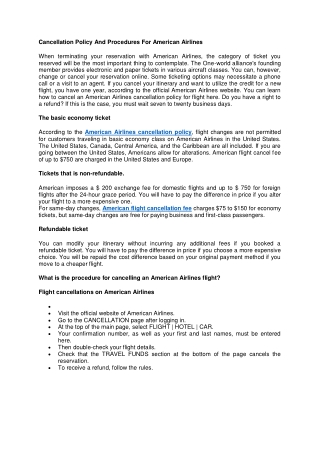 Cancellation policy and procedures for American Airlines