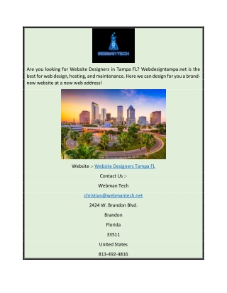 Website Designers Tampa FL  Webdesigntampa.net