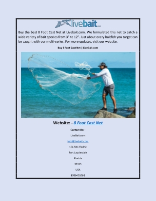 Buy 8 Foot Cast Net  LiveBait