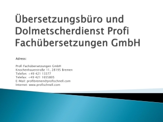 Übersetzungsbüro und Dolmetscherdienst Profi Fachübersetzungen GmbH