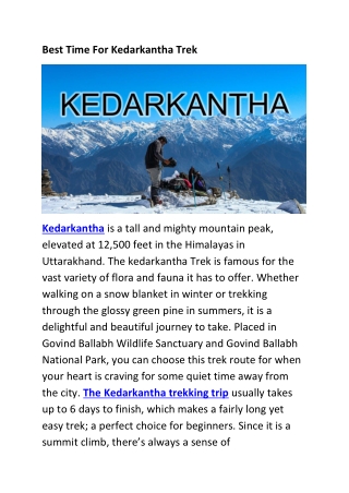 Best Time for Kedarkantha Trek Trip