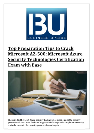 Top Preparation Tips to Crack Microsoft AZ500 Microsoft Azure Security Technologies Certification Exam with Ease