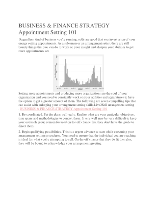 BUSINESS & FINANCE STRATEGY Appointment Setting 101