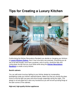 Tips for Creating a Luxury Kitchen